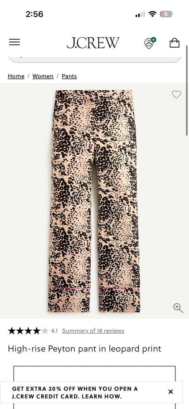 J.Crew Peyton High-Rise Leopard Print Linen-Lyocell Blend Wide-Leg Cropped Pants - Picture 3 of 10